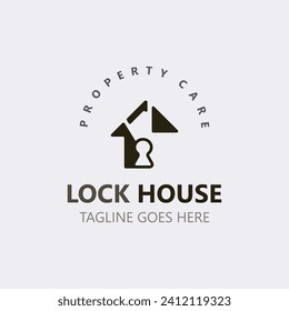 Diseño de logotipo seguro de Lock House, propiedad residencial de clave inteligente, plantilla de vector de negocio