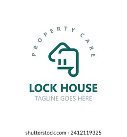 Lock House secure logo design, smart key home property, business vector  template