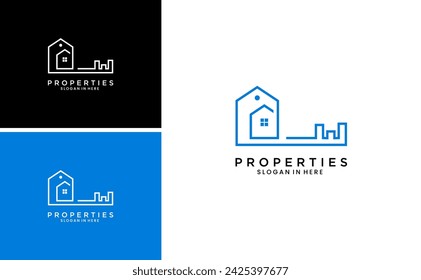 Lock House secure logo design, smart key home property vector template