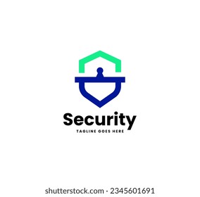 lock house security logo design, smart key home or vector smart home