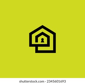 lock house security logo design, smart key home or vector smart home