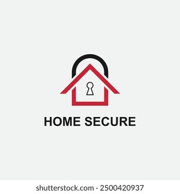 Diseño de logotipo de seguridad de la casa de la cerradura, hogar de llave inteligente o diseño de icono de logotipo seguro de casa inteligente de Vector