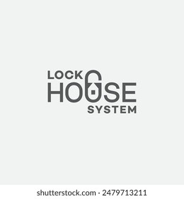 Lock house security system logo design template. Vector illustration.