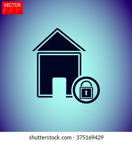 Lock house vector icon.