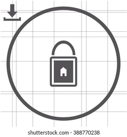 Lock house vector icon.