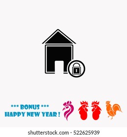 Lock house vector icon