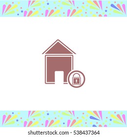 Lock house vector icon on white background. Isolated illustration. Business picture.