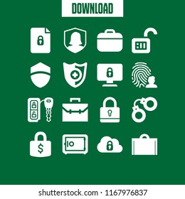lock icon. 16 lock vector set. secure file, secure cloud, padlock and unlock icons for web and design about lock theme