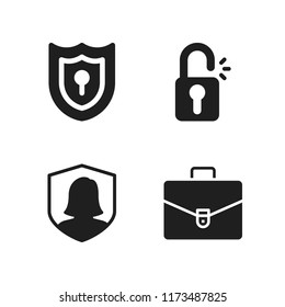 lock icon. 4 lock vector icons set. security, briefcase and open padlock icons for web and design about lock theme