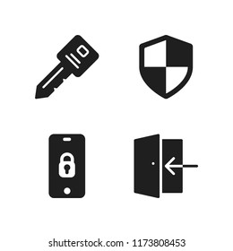 lock icon. 4 lock vector icons set. login, key and shield icons for web and design about lock theme