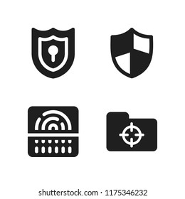 lock icon. 4 lock vector icons set. fingerprint scan, infected folder and shield icons for web and design about lock theme