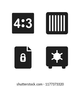 lock icon. 4 lock vector icons set. camera small screen size, strongbox and jail icons for web and design about lock theme