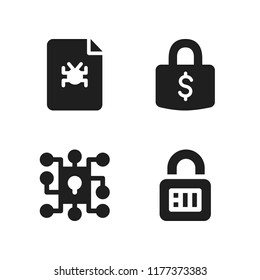 lock icon. 4 lock vector icons set. padlock, keyhole and money security locked tool icons for web and design about lock theme