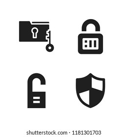 lock icon. 4 lock vector icons set. padlock, password and doorknob icons for web and design about lock theme