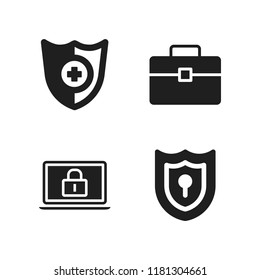 lock icon. 4 lock vector icons set. briefcase, antivirus and shield icons for web and design about lock theme