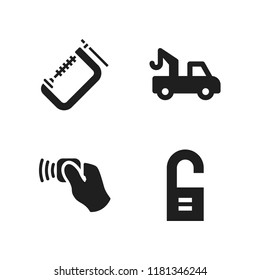 Lock Icon. 4 Lock Vector Icons Set. Clamp, Truck With Hook Lift And Passkey Icons For Web And Design About Lock Theme