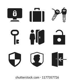 lock icon. 9 lock vector icons set. unlock, logout and security icons for web and design about lock theme
