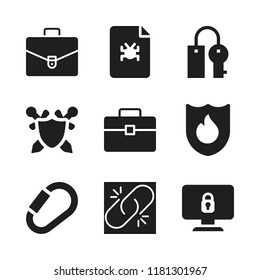 lock icon. 9 lock vector icons set. carabiner, key and firewall icons for web and design about lock theme