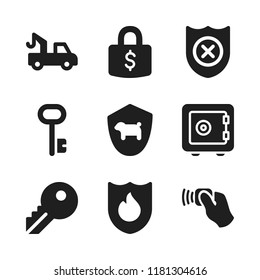 lock icon. 9 lock vector icons set. key, safebox and firewall icons for web and design about lock theme