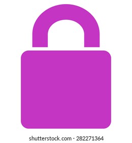 Lock icon from Basic Plain Icon Set. Style: flat vector image, violet color, rounded angles, white background.