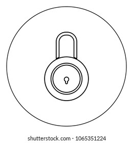 Lock icon black color in circle vector illustration isolated