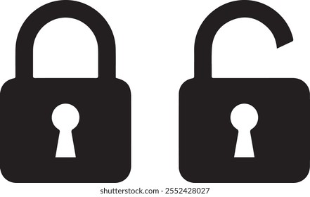 Lock icon, black isolated on grey background