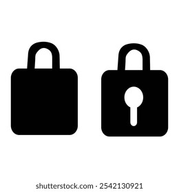 Lock icon, black isolated vector illustration.