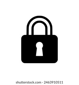 Lock icon. Black pad lock icon on white background. Vector illustration