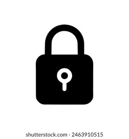 Lock icon. Black pad lock icon on white background. Vector illustration