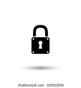 lock icon - black vector illustration