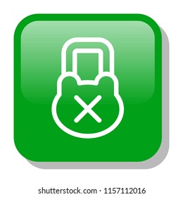 Lock Icon. Blocked Padlock concept. Editable stroke flat icons. Colorful glossy gradient button with simple thin line. Vector illustration. 