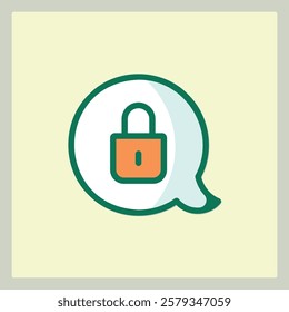 Lock Icon in Chat Bubble Graphic for Security and Privacy Minimalist Design