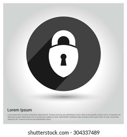 Lock icon. Circle concept web buttons. vector illustration. Flat design style
