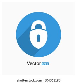Lock icon. Circle concept web buttons. vector illustration. Flat design style