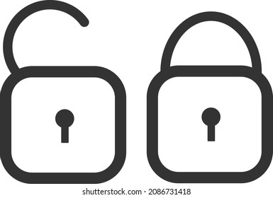 Icono de bloqueo. Cerrar y abrir símbolos de bloqueo. Iconos de bloqueo y desbloqueo bloqueados sobre fondo blanco. Símbolos de seguridad