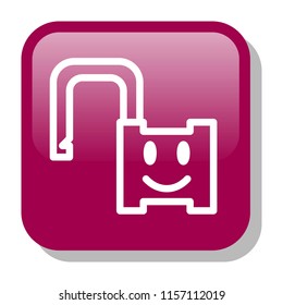 Lock Icon. Code Security concept. Editable stroke flat icons. Colorful glossy gradient button with simple thin line. Vector illustration. 