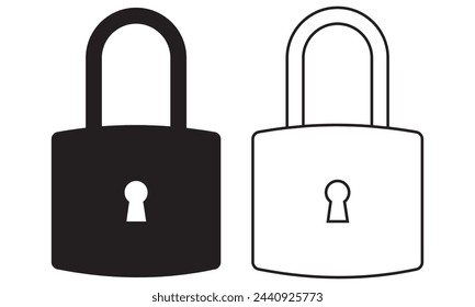 Colección de iconos de bloqueo. Conjunto de iconos de línea negra bloqueada. Símbolo de seguridad plano. Ilustración vectorial. EPS 10