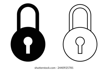 Lock icon collection. Locked black line icon set. Flat security symbol. Vector illustration. EPS 10