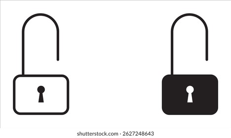Lock icon collection. Open padlock. Locked icon. Security symbol. For your website, logo, app, UI design. Illustration, isolated on white background.