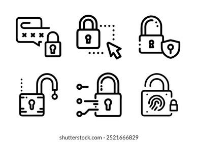 Colección de icono de bloqueo. Iconos de candado. Iconos bloqueados y desbloqueados. Símbolos de seguridad
