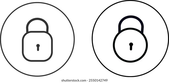 Lock icon collection. Lock security, black, line, icon set, flat illustration, Vector Design on White Background.
