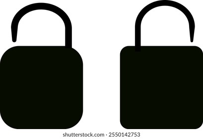 Lock icon collection. Lock security, black, line, icon set, flat illustration, Vector Design on White Background.
