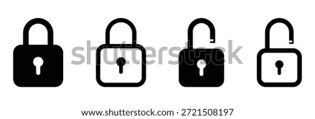 Lock icon collection set locked icon symbol unlocked sign, security icon. Open and closed padlock icon set vector illustration isolated on white background.