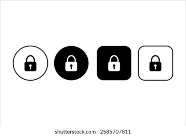 Lock icon collection. Web buttons with padlock silhouette. Lock symbol
