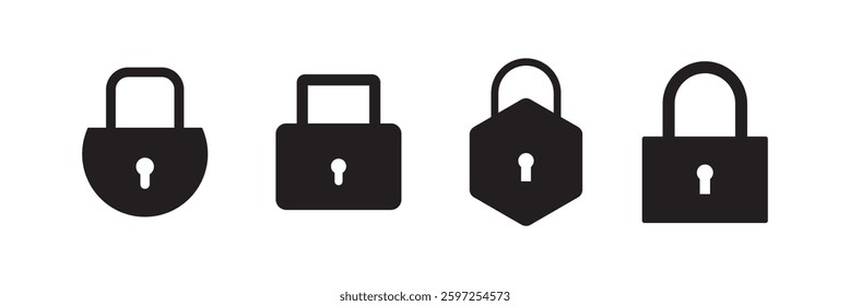 Lock icon collections. Padlock open and closed icon. Locked and unlocked icons. Security symbol. Vector illustration.