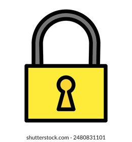 lock icon color or logo illustration outline black filled style