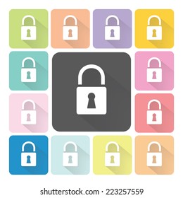 Lock Icon color set vector illustration.