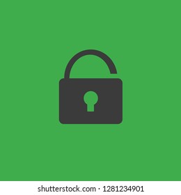 Lock icon, computer lock symbol. Flat vector sign isolated on green background. Simple vector illustration for graphic and web design. - Vector