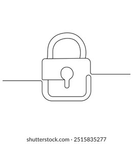 Lock icon   continuous one line drawing outline vector illustration

