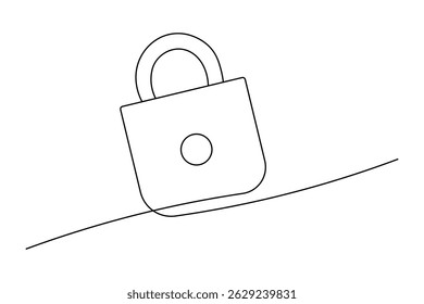 Icono de bloqueo Ilustración vectorial de contorno de dibujo de una línea continua